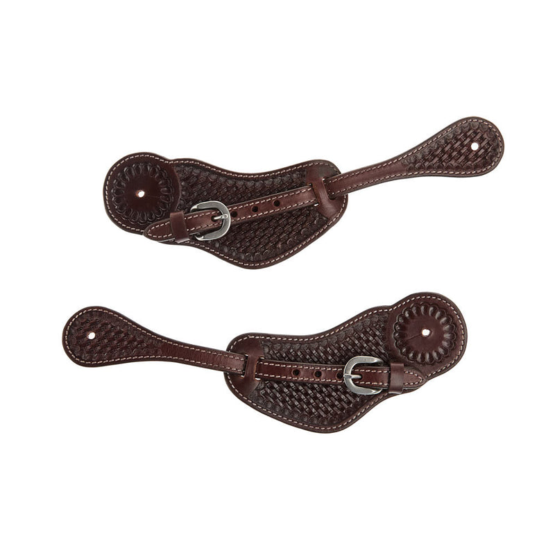 WD Tack Heavy Oiled Basketweave Tooled Mens Spur Straps