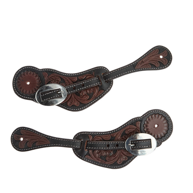 WD Tack Heavy Oiled Floral Tooled Mens Spur Straps