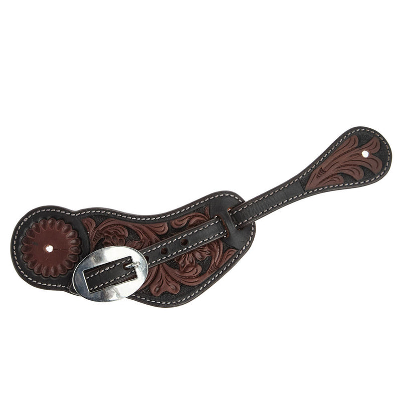 WD Tack Heavy Oiled Floral Tooled Mens Spur Straps