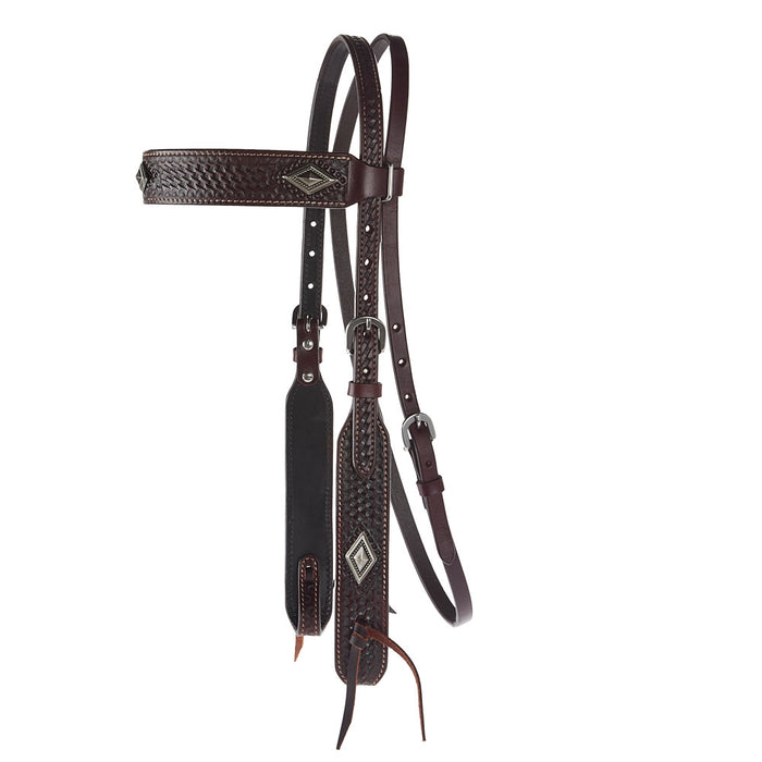 WD Tack Diamond Basket Stamp Heavy Oil Wide Browband Headstall