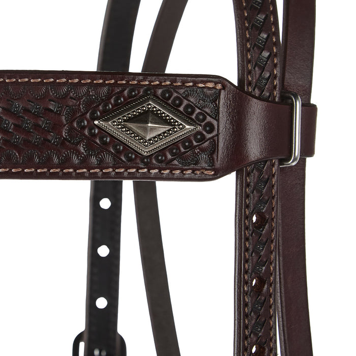 WD Tack Diamond Basket Stamp Heavy Oil Wide Browband Headstall