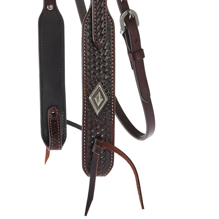 WD Tack Diamond Basket Stamp Heavy Oil Wide Browband Headstall