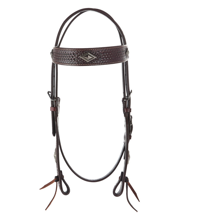 WD Tack Diamond Basket Stamp Heavy Oil Wide Browband Headstall