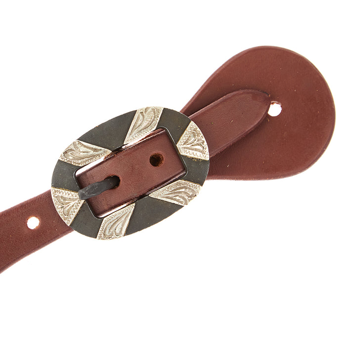 WD Tack Mens Oiled Dove Wing Spur Straps with Oval Silver Bar Buckles
