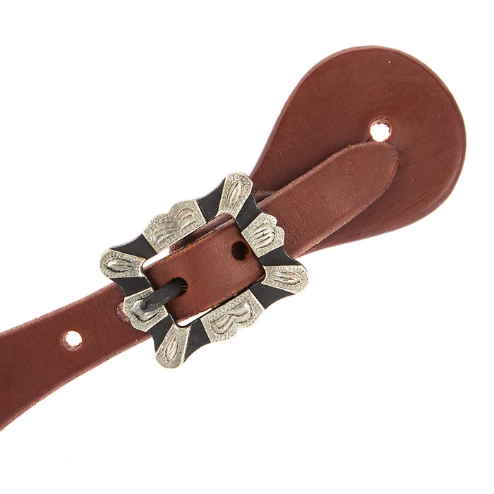 WD Tack Mens Oiled Dove Wing Spur Straps with Square Silver Bar Buckles