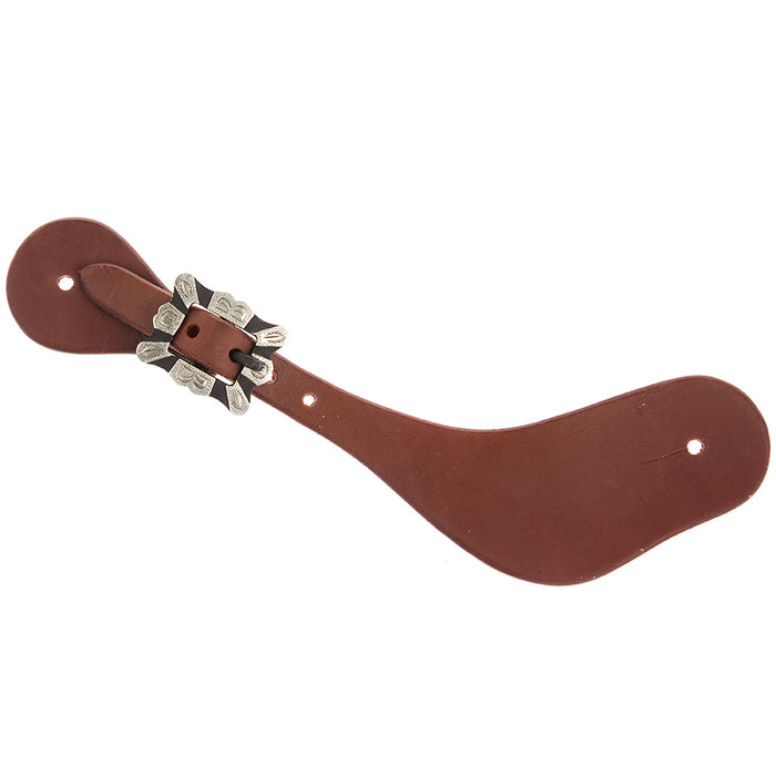 WD Tack Mens Oiled Dove Wing Spur Straps with Square Silver Bar Buckles