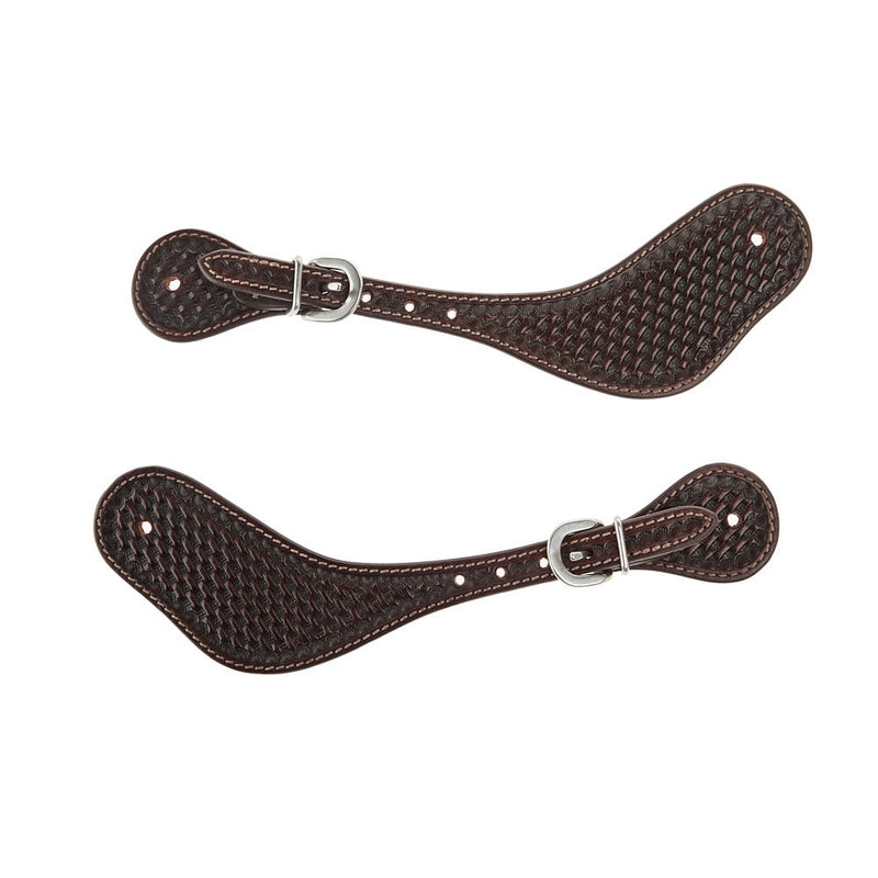 WD Tack Heavy Oiled Basket Tooled Mens Dove Wing Spur Strap