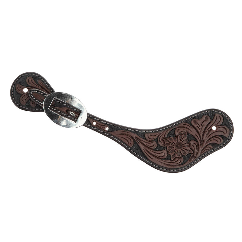 WD Tack Heavy Oiled Floral Tooled Mens Dove Wing Spur Strap