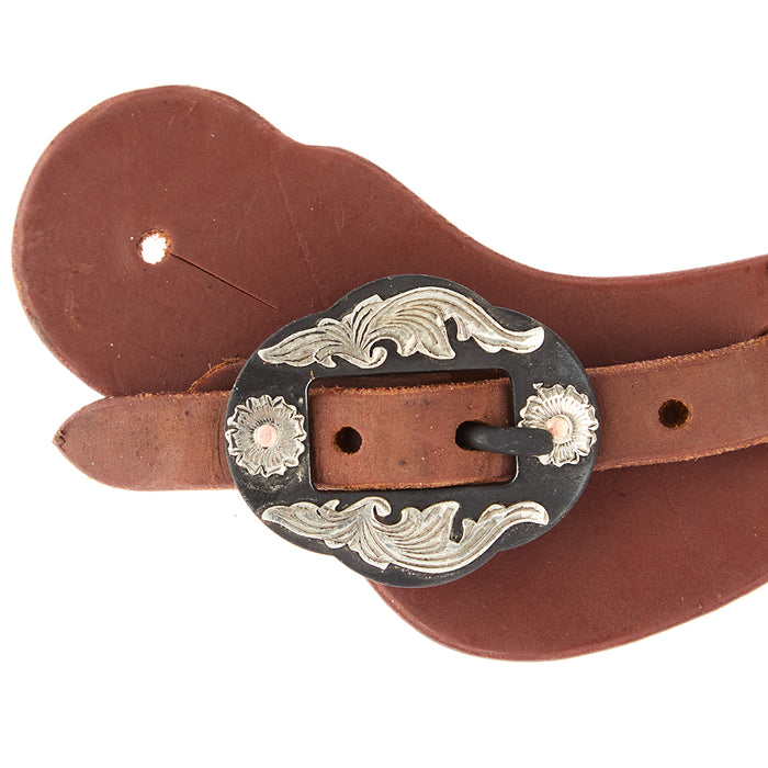WD Tack Ladies Youth Heavy Oiled Cowboy Spur Straps with Double Flower Buckles
