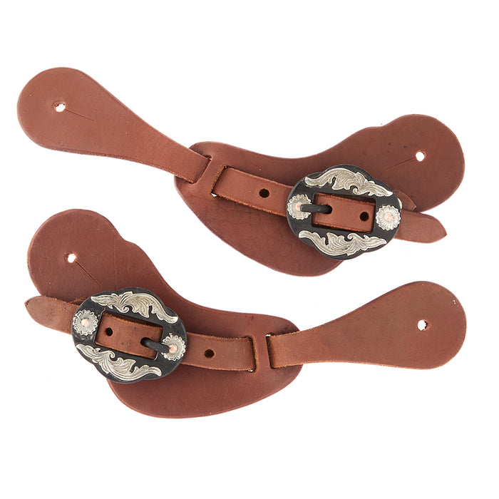WD Tack Ladies Youth Heavy Oiled Cowboy Spur Straps with Double Flower Buckles