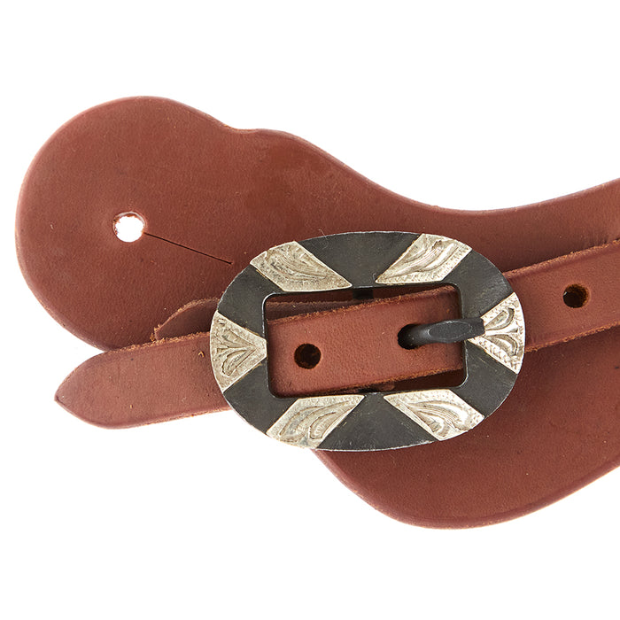 WD Tack Ladies Youth Heavy Oiled Cowboy Spur Straps with Oval Silver Bar Buckles