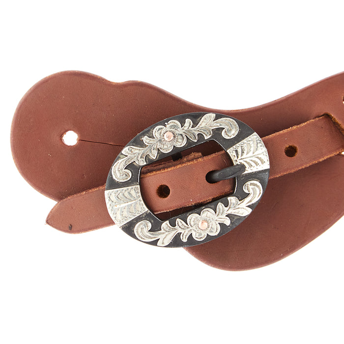 WD Tack Ladies Youth Heavy Oiled Cowboy Spur Straps with Floral Buckles
