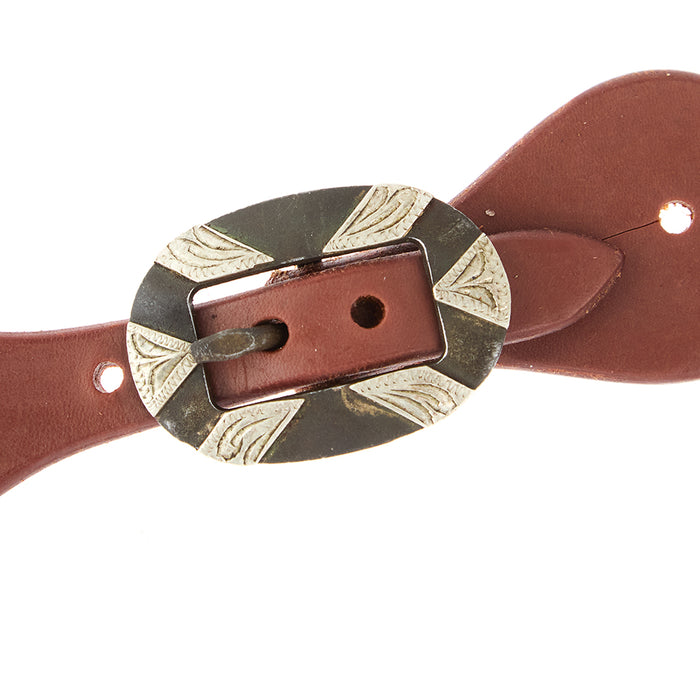 WD Tack Ladies Youth Oiled Dove Wing Spur Straps with Oval Silver Bar Buckles