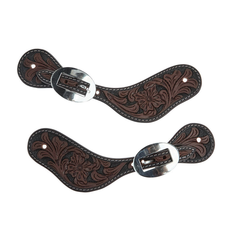 WD Tack Heavy Oiled Floral Tooled Ladies Dove Wing Spur Straps
