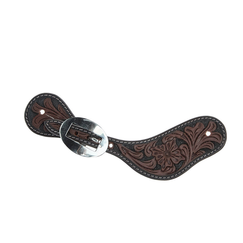WD Tack Heavy Oiled Floral Tooled Ladies Dove Wing Spur Straps