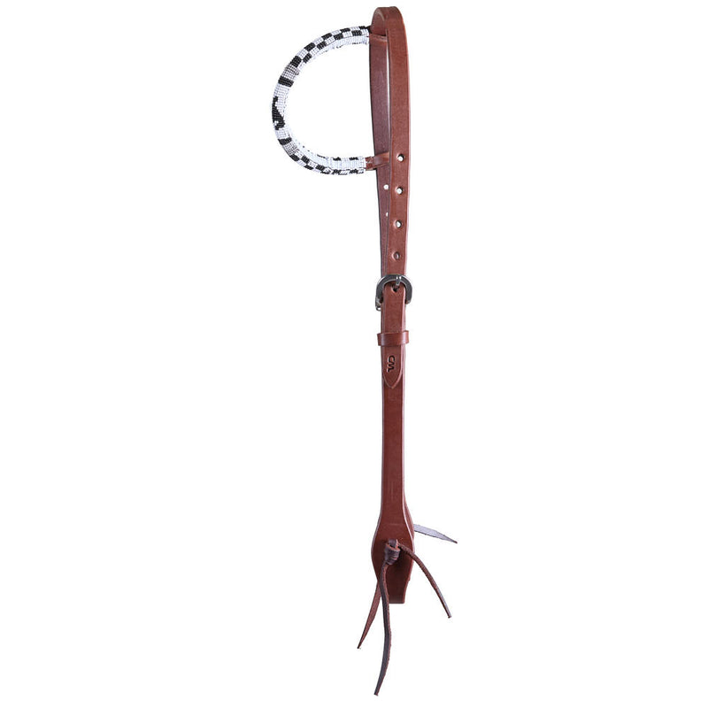 Wd Tack Grey Pony Club Beaded Single Ear Headstall