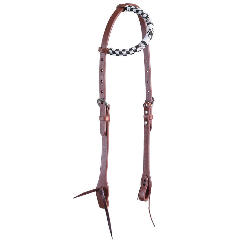 Wd Tack Grey Pony Club Beaded Single Ear Headstall