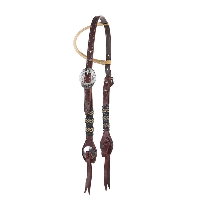WD Tack Natural Black Rawhide Braided Double Buckle Latigo Leather Single Ear