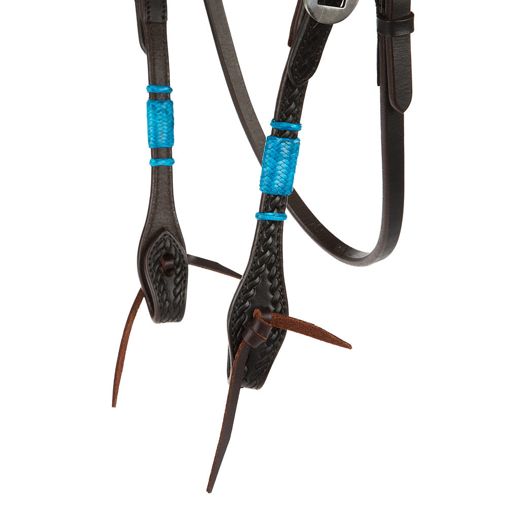 WD Tack Turquoise Rawhide Rope Tooled Browband Headstall