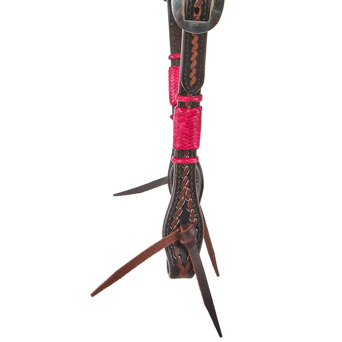 WD Tack Hot Pink Rawhide Rope Tooled Single Ear Headstall