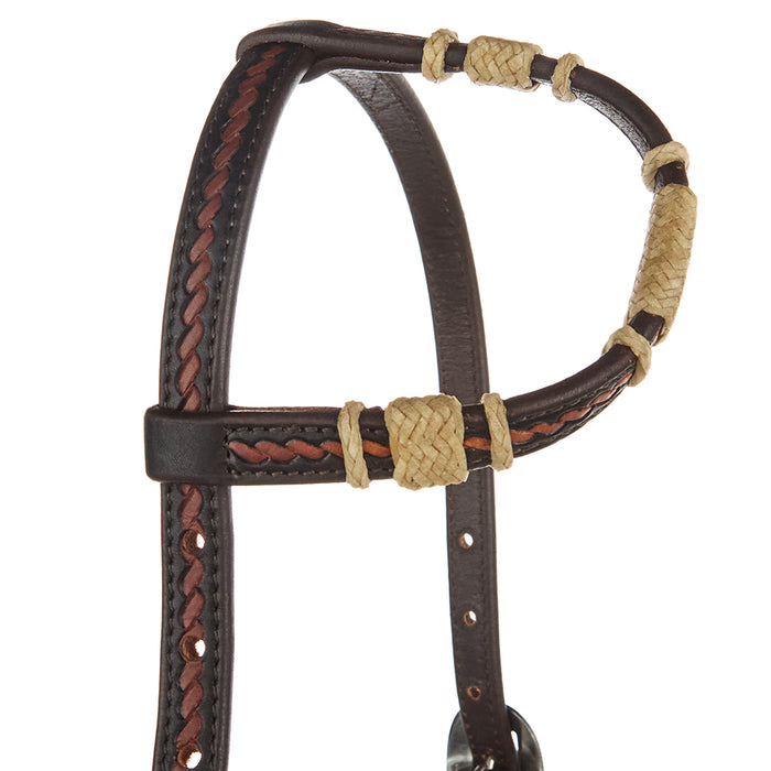 WD Tack Natural Rawhide Rope Tooled Single Ear Headstall