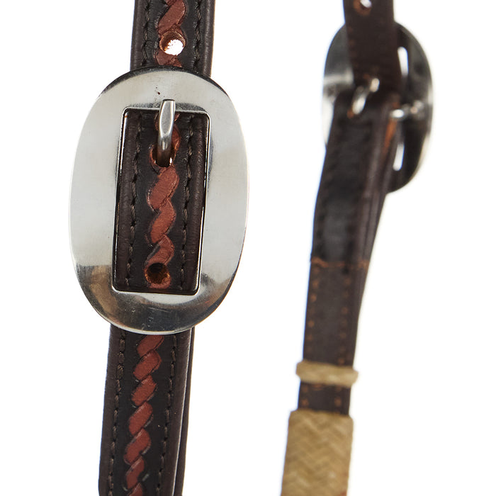 WD Tack Natural Rawhide Rope Tooled Single Ear Headstall