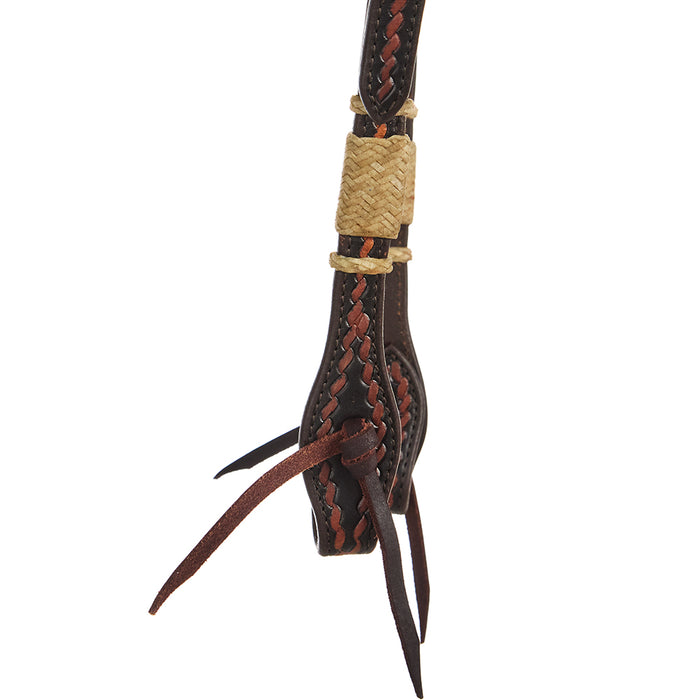 WD Tack Natural Rawhide Rope Tooled Single Ear Headstall