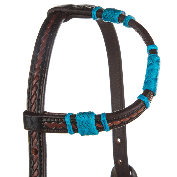 WD Tack Turquoise Rawhide Rope Tooled Single Ear Headstall
