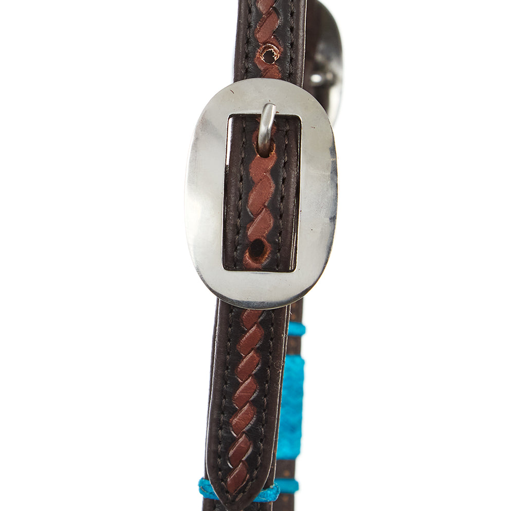 Tête Et Filet NRS En Cuir Toolé Turquoise – Pour Cheval Quarter Horse