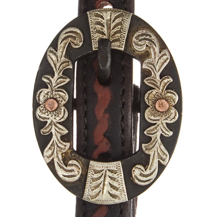WD Tack Heavy Oiled Rope Tooling Floral Bar Double Buckle Single Ear Headstall