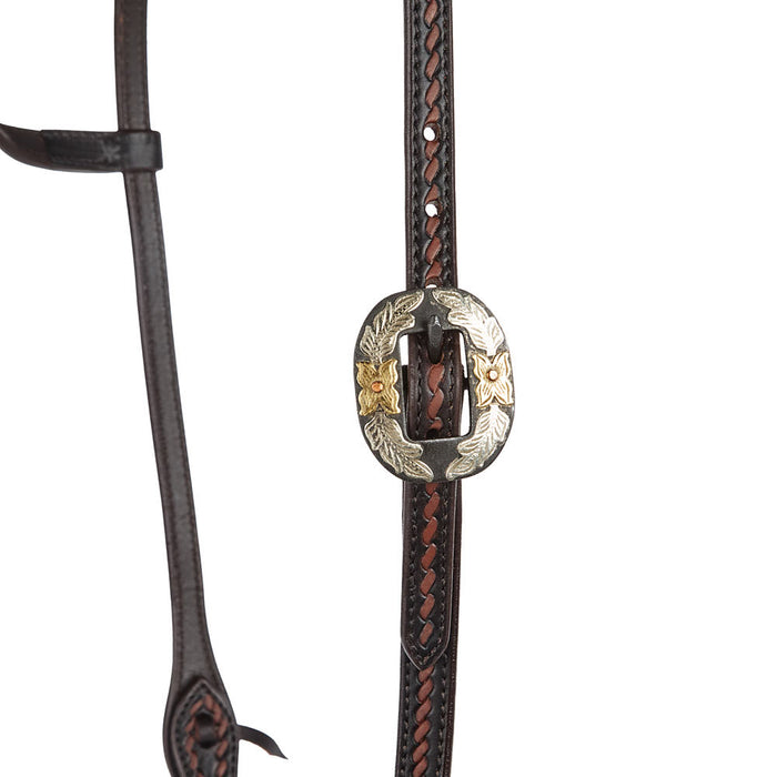 WD Tack Heavy Oiled Rope Tooling Floral Double Buckle Single Ear Headstall