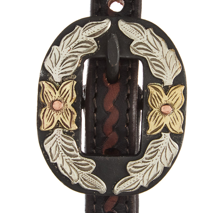 WD Tack Heavy Oiled Rope Tooling Floral Double Buckle Single Ear Headstall