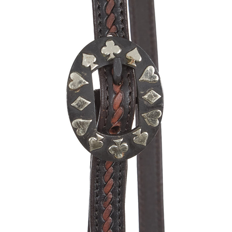 Western Direct Heavy Oiled Rope Tooling Single Ear Headstall with Card Suit Buckle