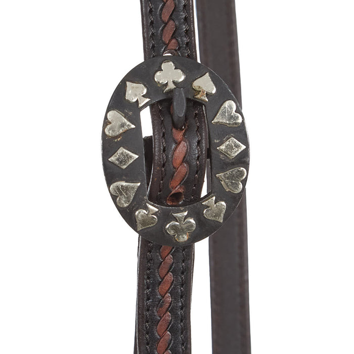 Western Direct Heavy Oiled Rope Tooling Single Ear Headstall with Card Suit Buckle