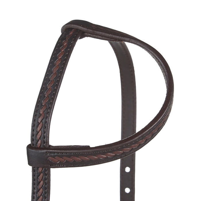 Western Direct Heavy Oiled Rope Tooling Single Ear Headstall with Card Suit Buckle