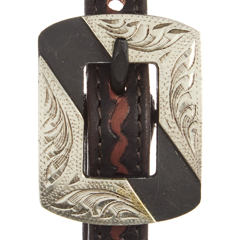WD Tack Heavy Oiled Rope Tooling Silver Bar Double Buckle 5/8 inch Single Ear Headstall