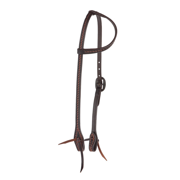 WD Tack Heavy Oiled Rope Tooling Oval Silver Bar Buckle Single Ear Headstall