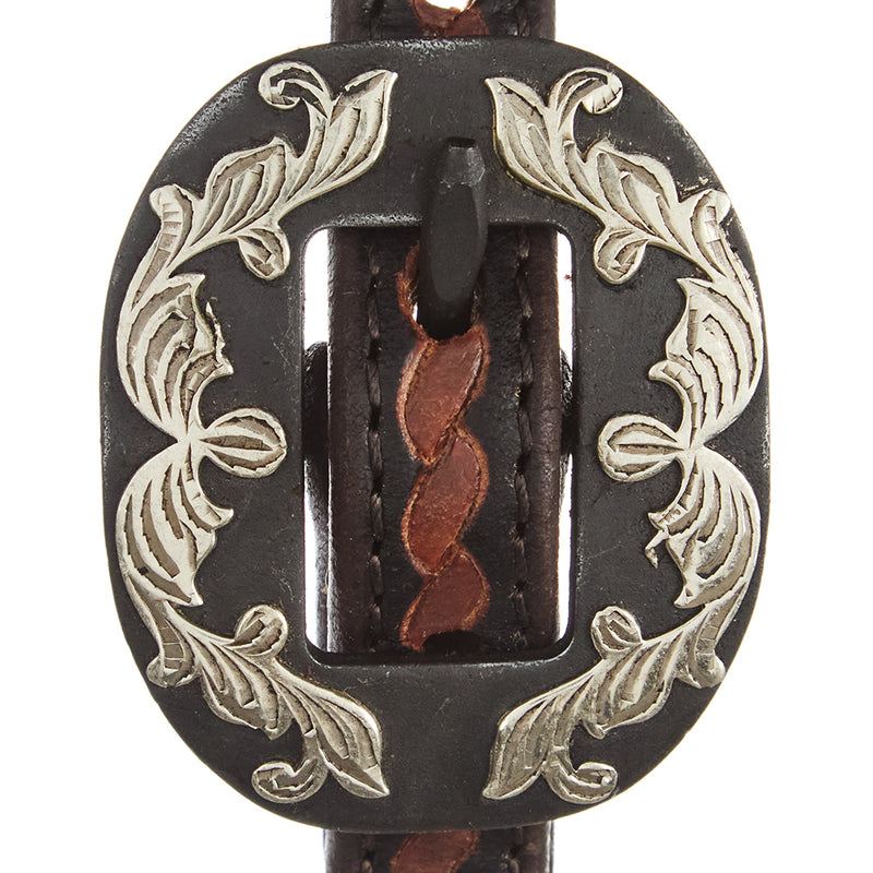 WD Tack Heavy Oiled Rope Tooling Silver Scroll Double Buckle 5/8 inch Single Ear Headstall
