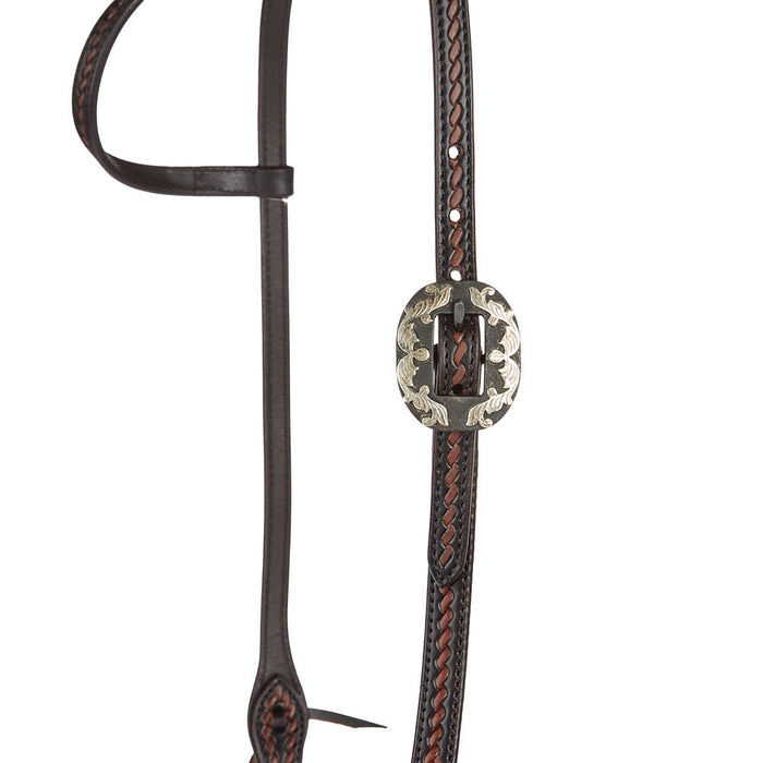 WD Tack Heavy Oiled Rope Tooling Silver Scroll Double Buckle 5/8 inch Single Ear Headstall