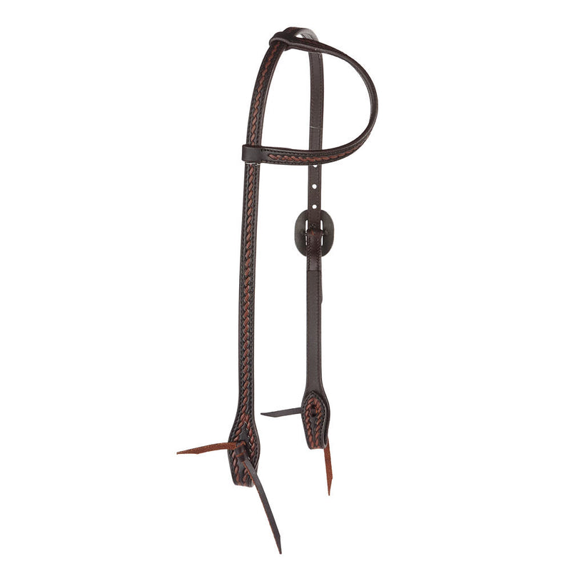 WD Tack Heavy Oiled Rope Tooling Silver Scroll Double Buckle 5/8 inch Single Ear Headstall