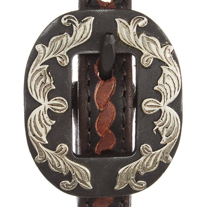 WD Tack Heavy Oiled Rope Tooling Silver Scroll Double Buckle 5/8 inch Single Ear Headstall