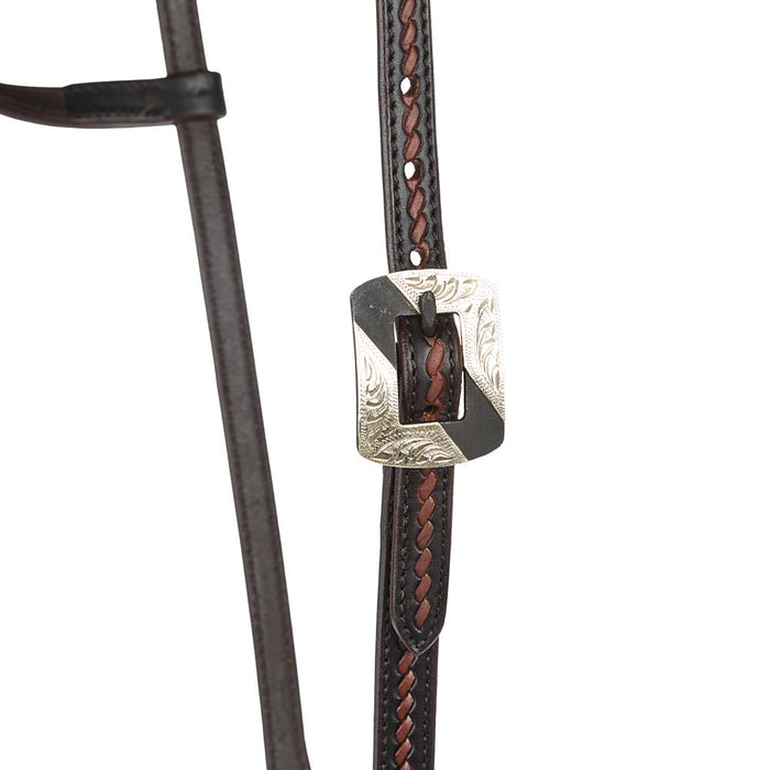 WD Tack Heavy Oiled Rope Tooling Silver Bar Double Buckle 5/8 inch Single Ear Headstall