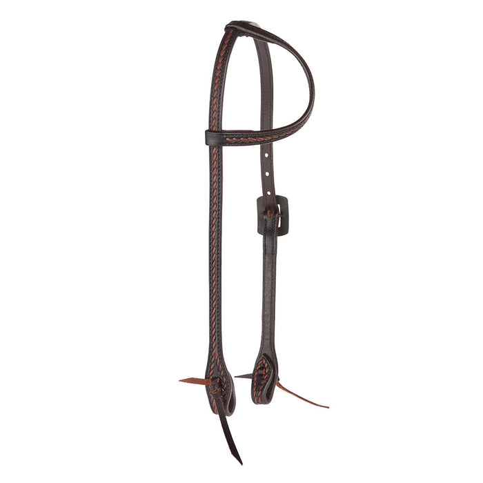WD Tack Heavy Oiled Rope Tooling Silver Bar Double Buckle 5/8 inch Single Ear Headstall