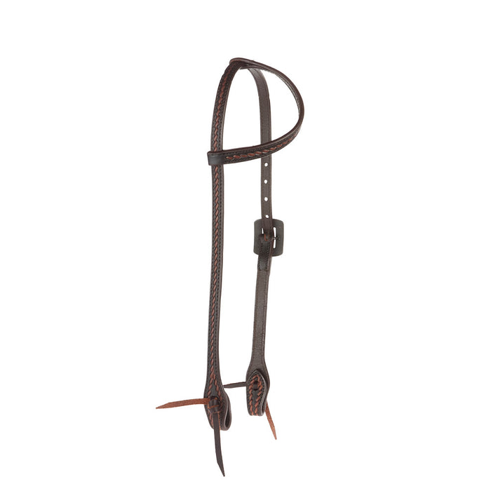 WD Tack Heavy Oiled Rope Tooling Silver Scroll Copper Bar Double Buckle Single Ear Headstall