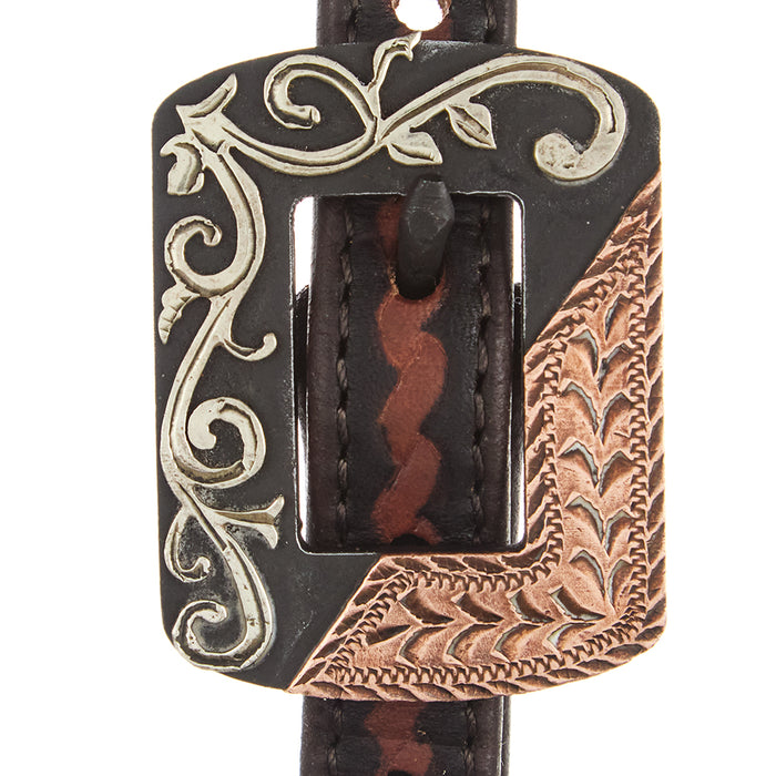 WD Tack Heavy Oiled Rope Tooling Silver Scroll Copper Bar Double Buckle Single Ear Headstall