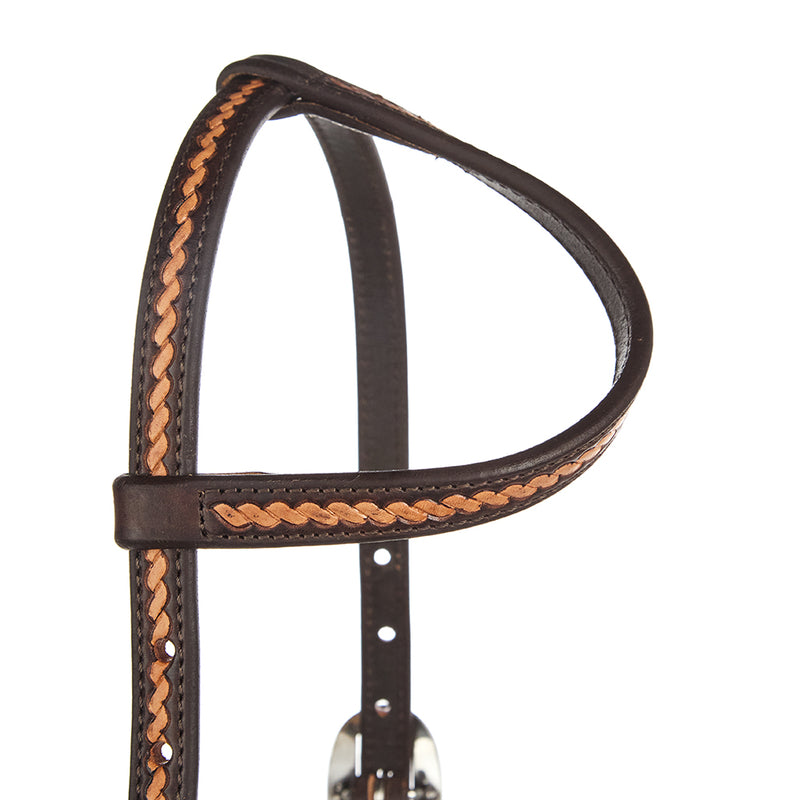 WD Tack Medium Oil Rope Tooled 5/8 Single Ear Headstall
