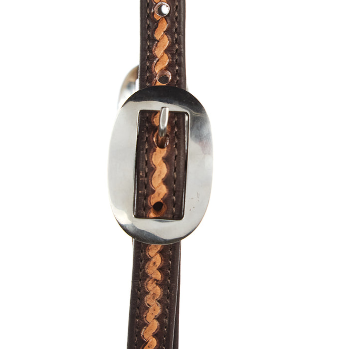 WD Tack Medium Oil Rope Tooled 5/8 Single Ear Headstall