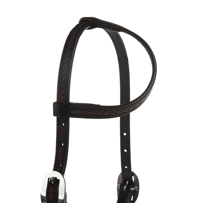 WD Tack Heavy Oiled Rope Tooled 5/8in Single Ear Headstall