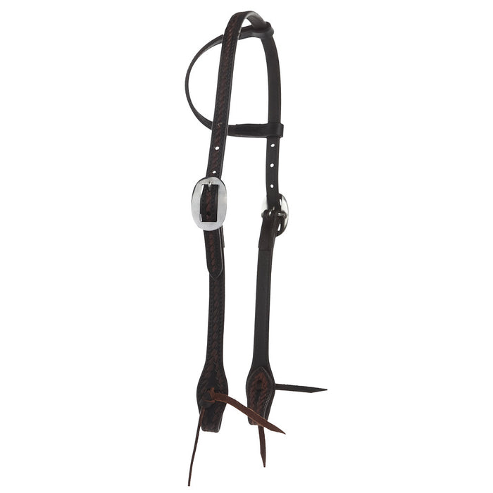 WD Tack Heavy Oiled Rope Tooled 5/8in Single Ear Headstall