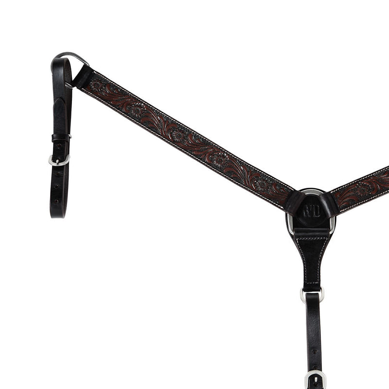 WD Tack Heavy Oiled Antique Floral 1.5in Straight Breast Collar